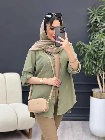 مانتو لینن رنگی بغل پنج دکمه