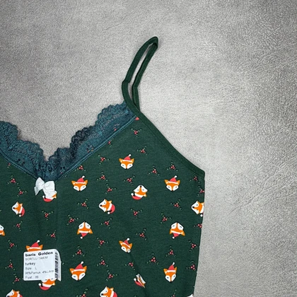 ست تاپ و شورتک دانتل دار طرح روباه