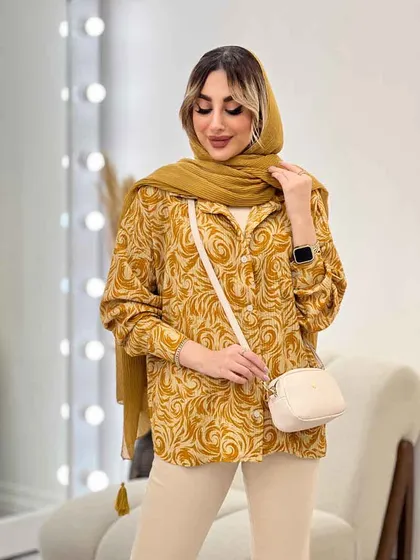 شومیز طرح دار تک جیب