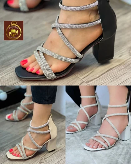 صندل نگینی مجلسی زنانه دور مچی نگین ساده