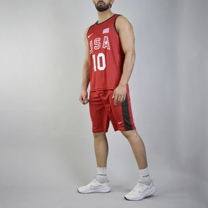 ست رکابی و شلوارک ورزشی مردانه یو اس ای مدل PY-2B1936 قرمز