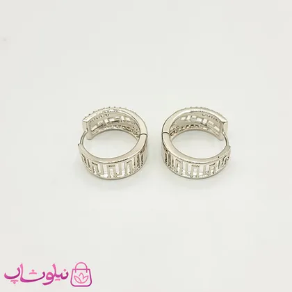 گوشواره حلقه‌ای پهن ژوپینگ طرح ورساچه نقره ای