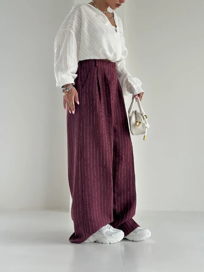 شلوار پارچه ای راه راه