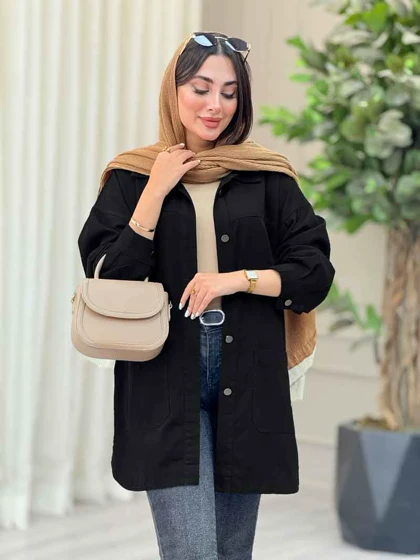مانتو کتان بغل سه دکمه جیب پایین