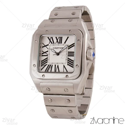 ساعت کارتیر مردانه مدل سانتوس سیلور صفحه سفید 105684