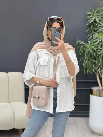 شومیز آستین پاگن سر جیب چاک