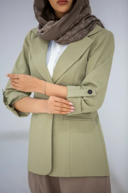 کت زنانه ژاکارد آستین دکمه