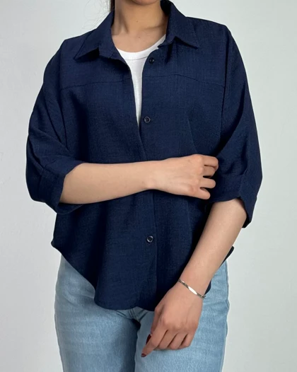 شومیز شانتون آستین  دوبل  کد 500526