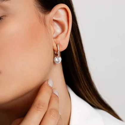 گوشواره نگین درشت حلقه‌ای ، برند ژوپینگ ، کیفیت عالی