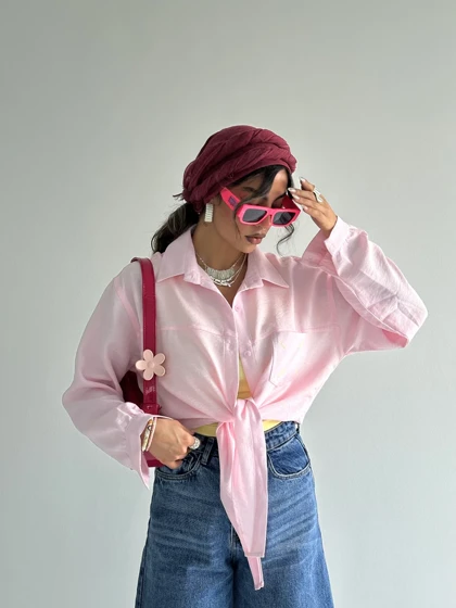 شومیز جلو گره تک جیب