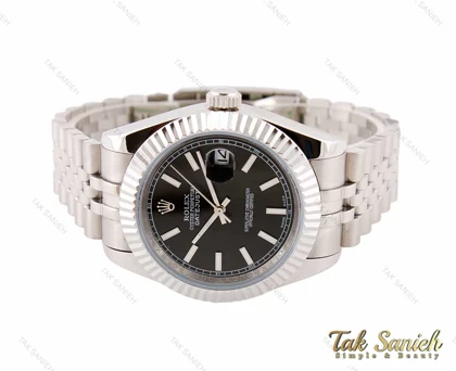 ساعت رولکس مردانه دیت جاست 2 سیلور صفحه مشکی Rolex-3121-G