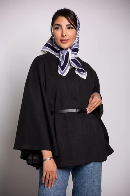 پانچو زنانه کمربند دار لامر