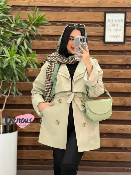 بارانی یقه دوبل داخل خز