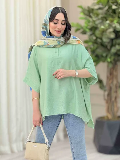 مانتو پانچ یقه دو دکمه