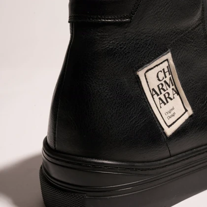 نیم بوت چرم مردانه مشکی مدل luca