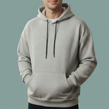 هودی باکسی طوسی ملانژ مدل ساده (بیسیک)