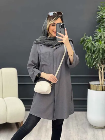 مانتو راه راه بغل سه دکمه