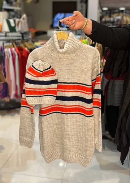 تونیک بافت با کلاه تیارا کد 7366