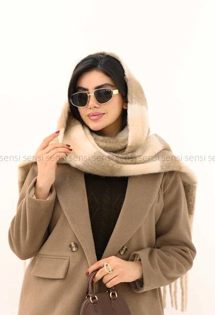 شال بیگ طرح دار پشمی کد1004605