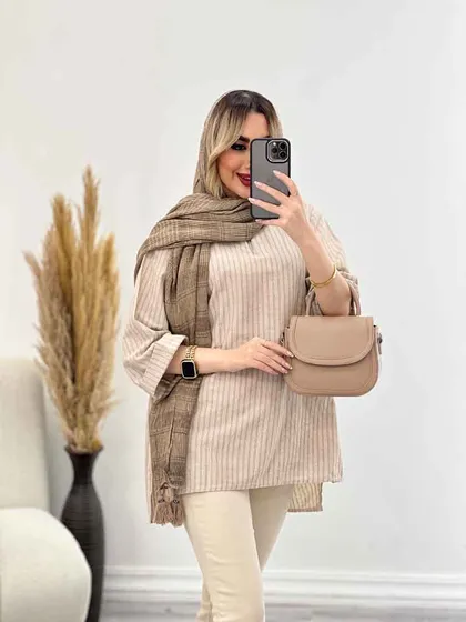 مانتو یقه چاک آستین پاکتی