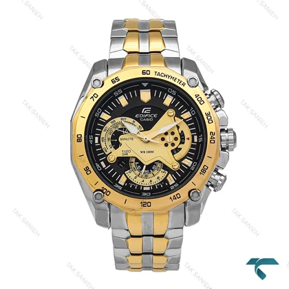 ساعت کاسیو ادیفایس مردانه EF550 دورنگ طلایی صفحه مشکی Casio-6241-G