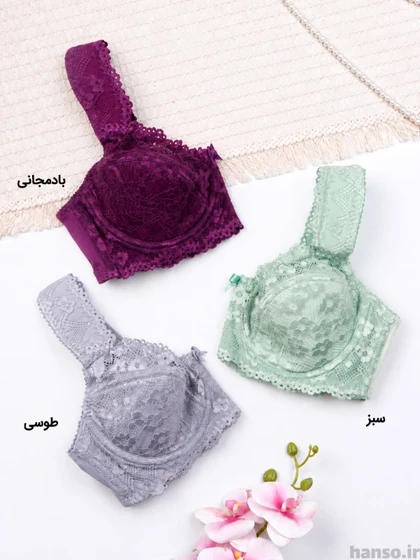 سوتین فنردار دانتل روژان Rojan طرح A کد 5030