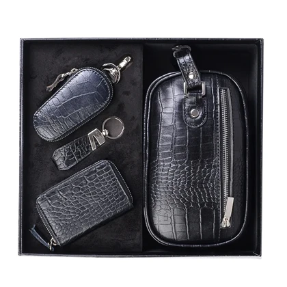 ست هدیه لاکچری چرم کروکو مردانه