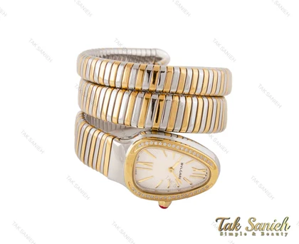 ساعت ماری بولگاری زنانه طلایی نقره ای نگین‌دار Bvlgari-3978-L