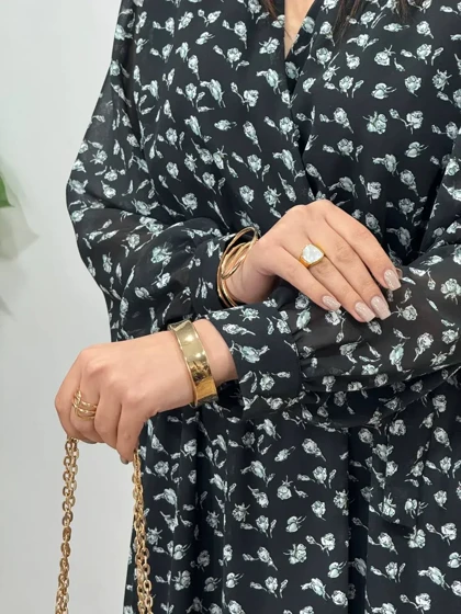 پیراهن بلند حریر آستردار آوا کد 4397