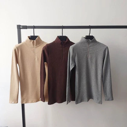 بلوز نیم زیپ پلیسه پنبه