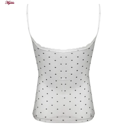 کراپ تاپ زنانه مدل پددار خال‌خالی رنگ سفید ماییلدا کد 5301-6853