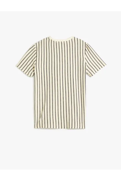 تیشرت بیسبال آستین کوتاه یقه خدمه نخی 4SAM10836HK