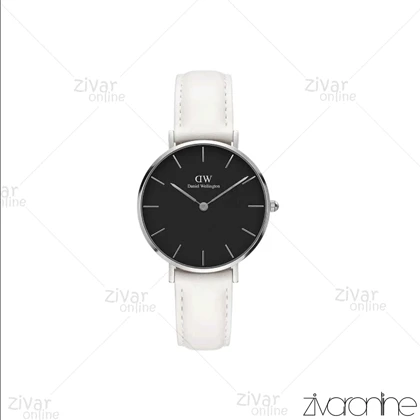 ساعت دنیل ولینگتون زنانه قاب سیلور صفحه مشکی بند چرمی مدیوم 104914