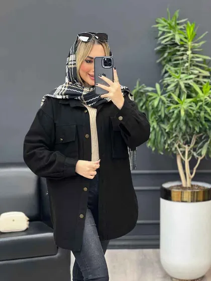 مانتو کتان دو جیب پاکتی