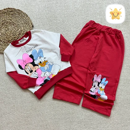 بلوز شلوار دخترانه داخل کرک برند DENIZ میکی موس جنس عالی مناسب 2 تا 6 سال