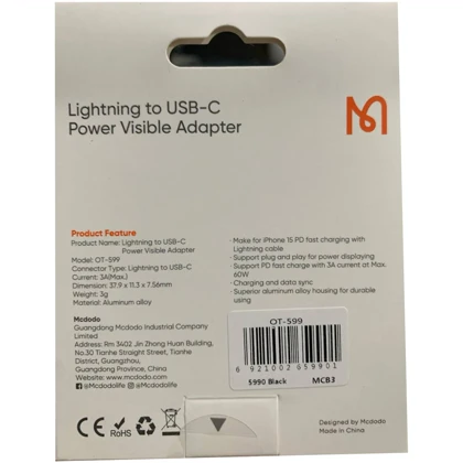 مبدل او تی جی آیفون لایتنینگ به تایپ سی مک دودو OT-599