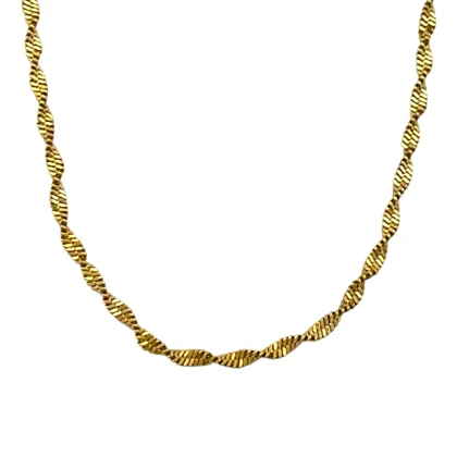 گردنبند زنانه ژوپینگ مدل لیورا طرح طلا با زنجیر بافت پیچ