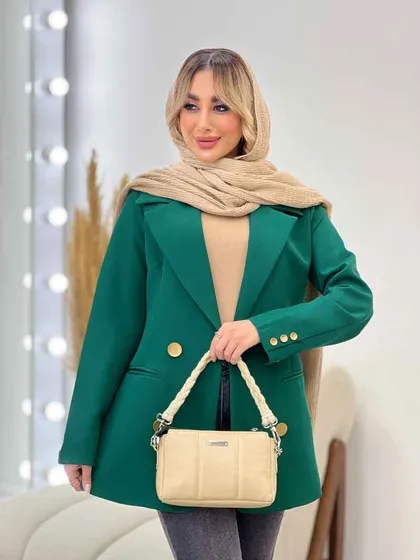 مانتو جیب نما دکمه طلایی