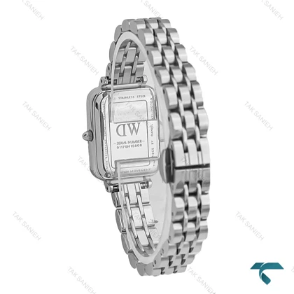 ساعت دنیل ولینگتون زنانه مستطیلی نقره ای صفحه آبی DW-7129-L