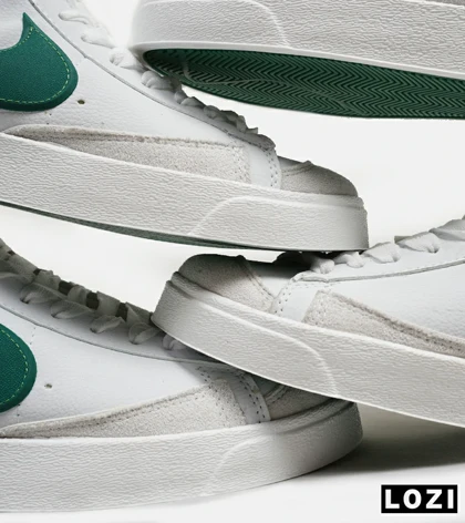 کفش کتانی ساق‌دار مردانه و زنانه سفید سبز Nike Blazer Low 77