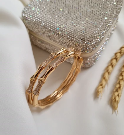 دستبند النگویی بامبو طلایی ژوپینگ