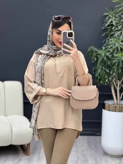مانتو جلو بسته دکمه مخفی 4965