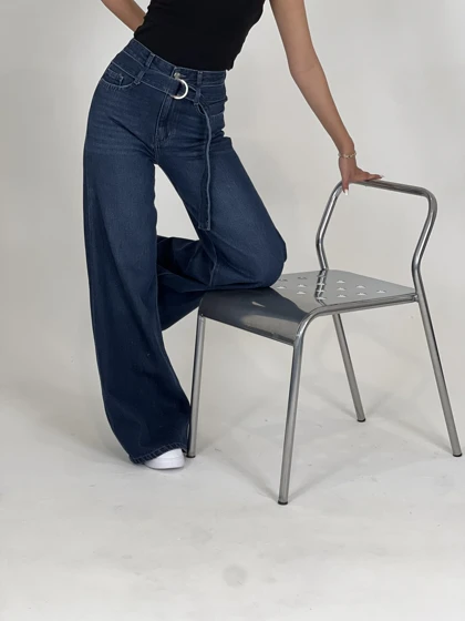شلوار بلتورا دخترانه جک پات آبی تیره برفکی دومان گالری