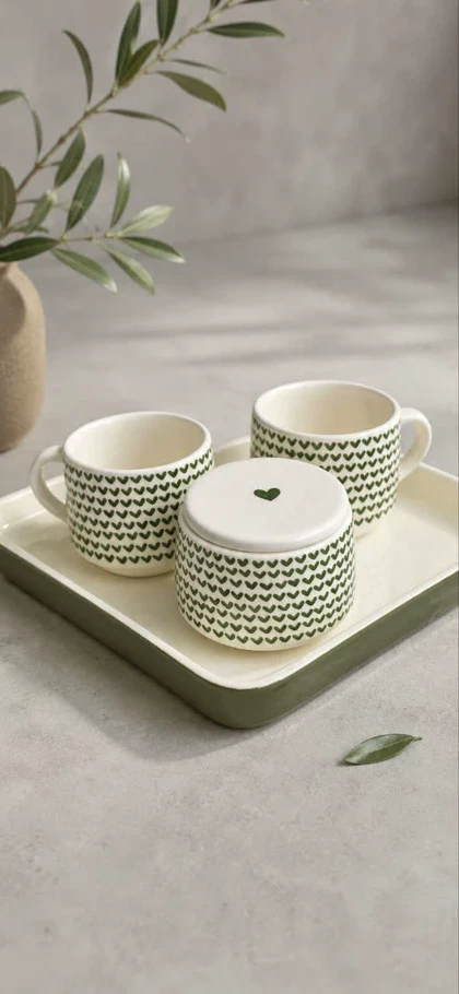 چای خوری دو نفره مربع طرح قلبی