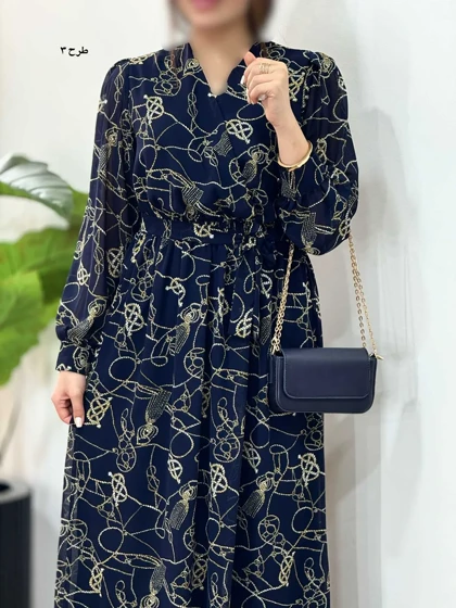 پیراهن بلند حریر آستردار آوا کد 4760