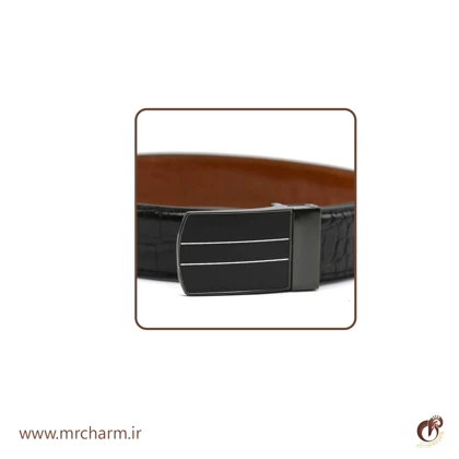 کمربند دورنگ چرم کروکودیلی mrc118-07