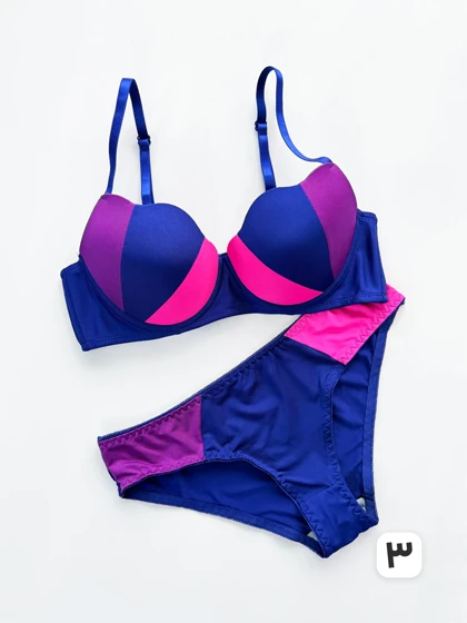 ست شورت و سوتین اسفنجی فنر دار صدفی سه رنگ