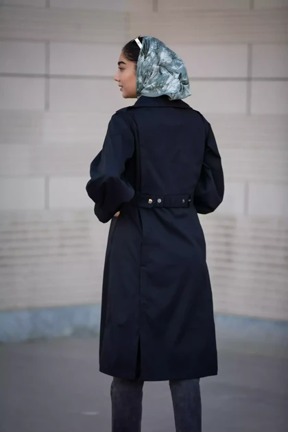 بارانی کتان بلند پشت کش