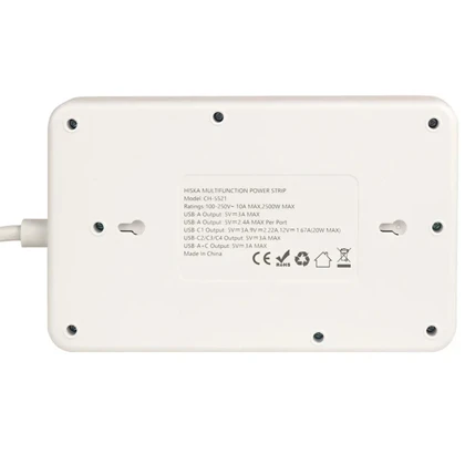 چند راهی برق هیسکا HISKA مدل CH-5521 با 5 سوکت و 6 پورت