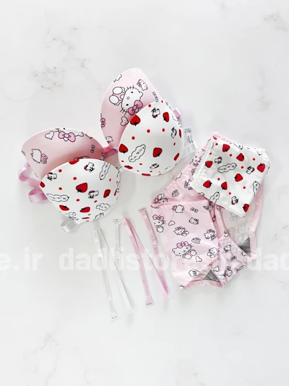 ست شورت و سوتین جلو باز شو اسفنجی فنر دار پوش آپدار فانتزی کیتی